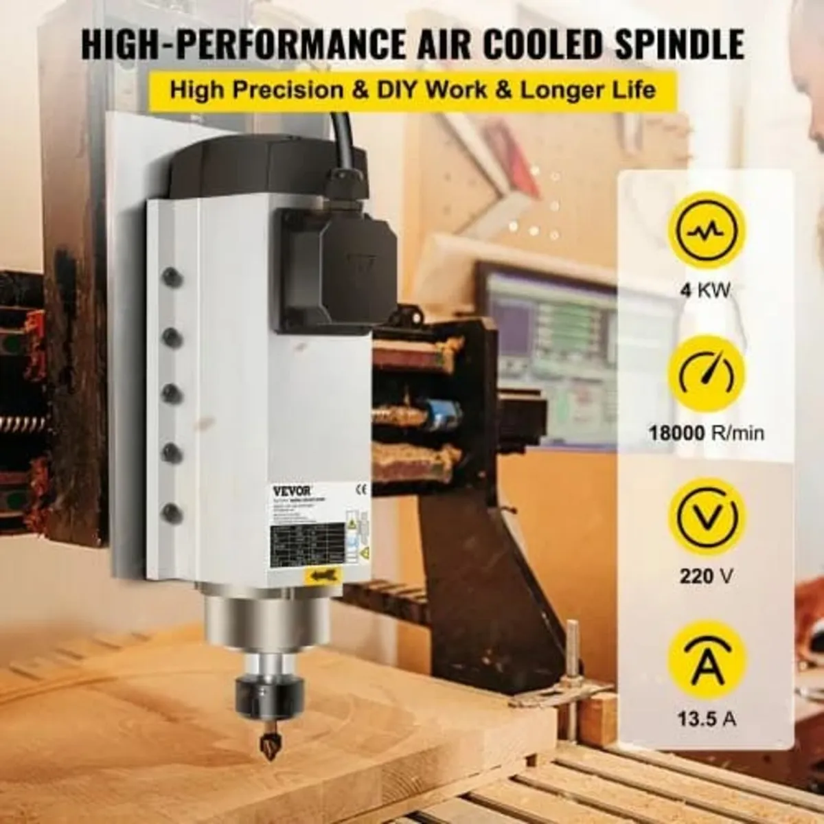 4KW 2220V Air Cooled Spindle Motor ER25 CNC Air Co - Image 2
