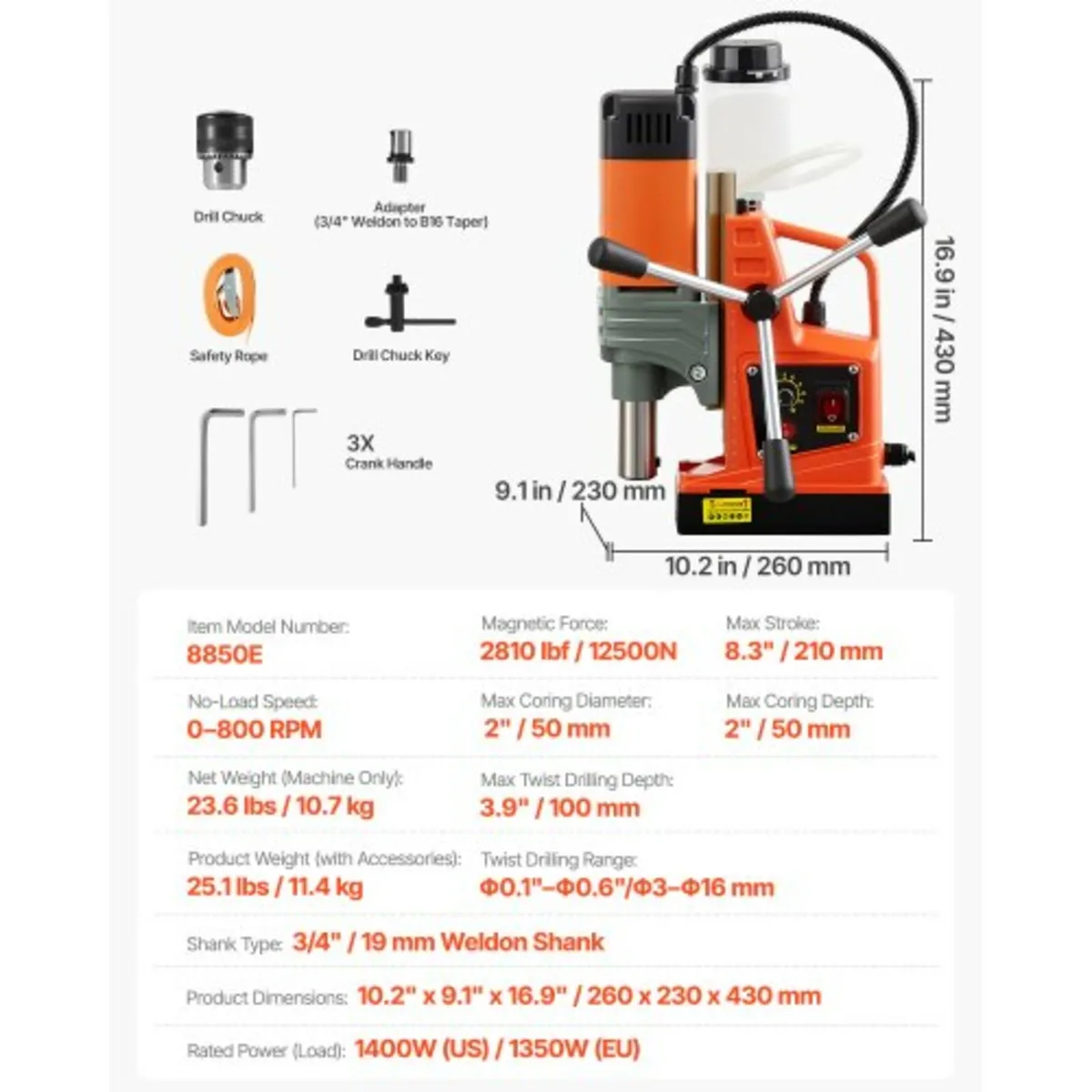 Magnetic Drill Press, 1350 W, 50 mm Boring Diamete - Image 3