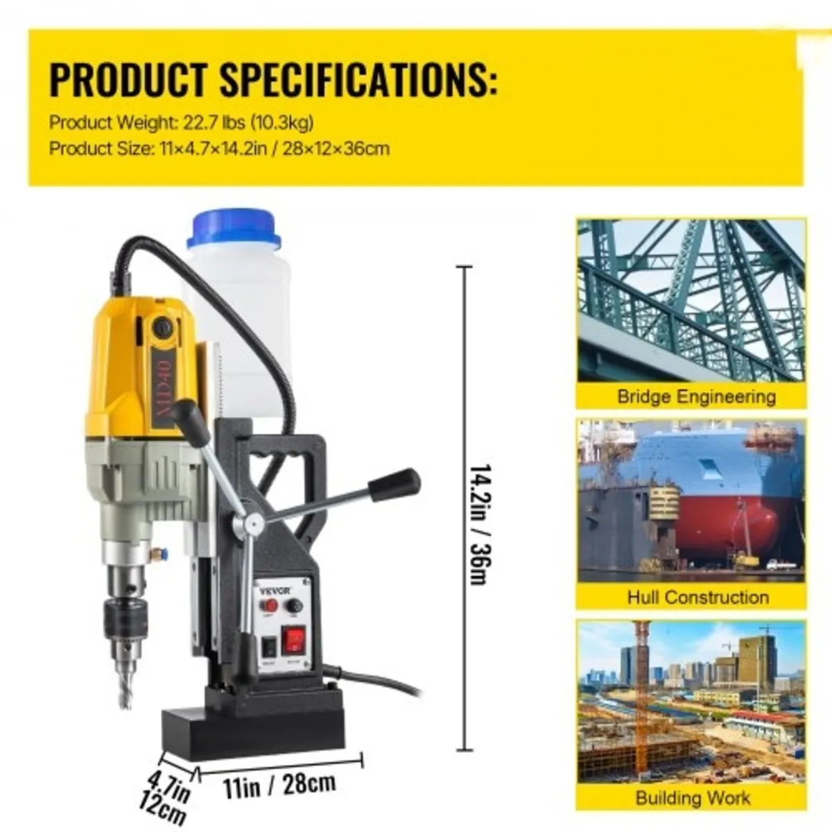 Magnetic Drill, 1100W 4 cm Boring Diameter, 2697lb - Image 3