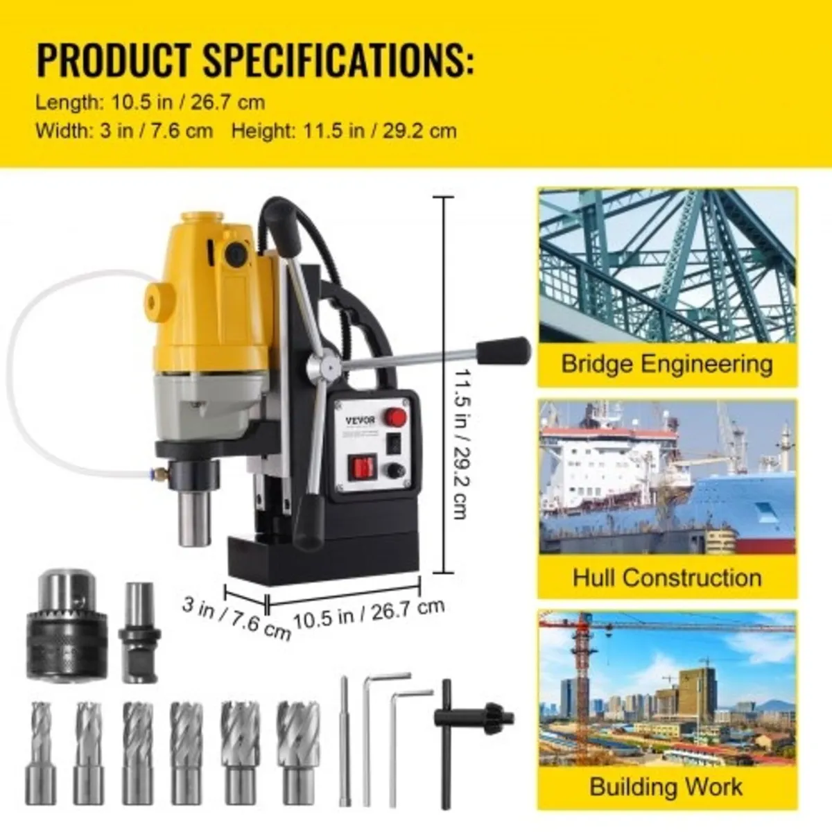 1100W Magnetic Drill Press 12000 N Magnet Force w/ - Image 3