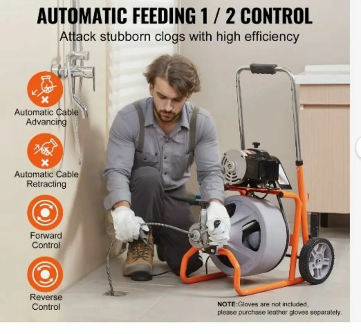 Drain Cleaner Machine 75FT x 3/8 Inch - Image 3