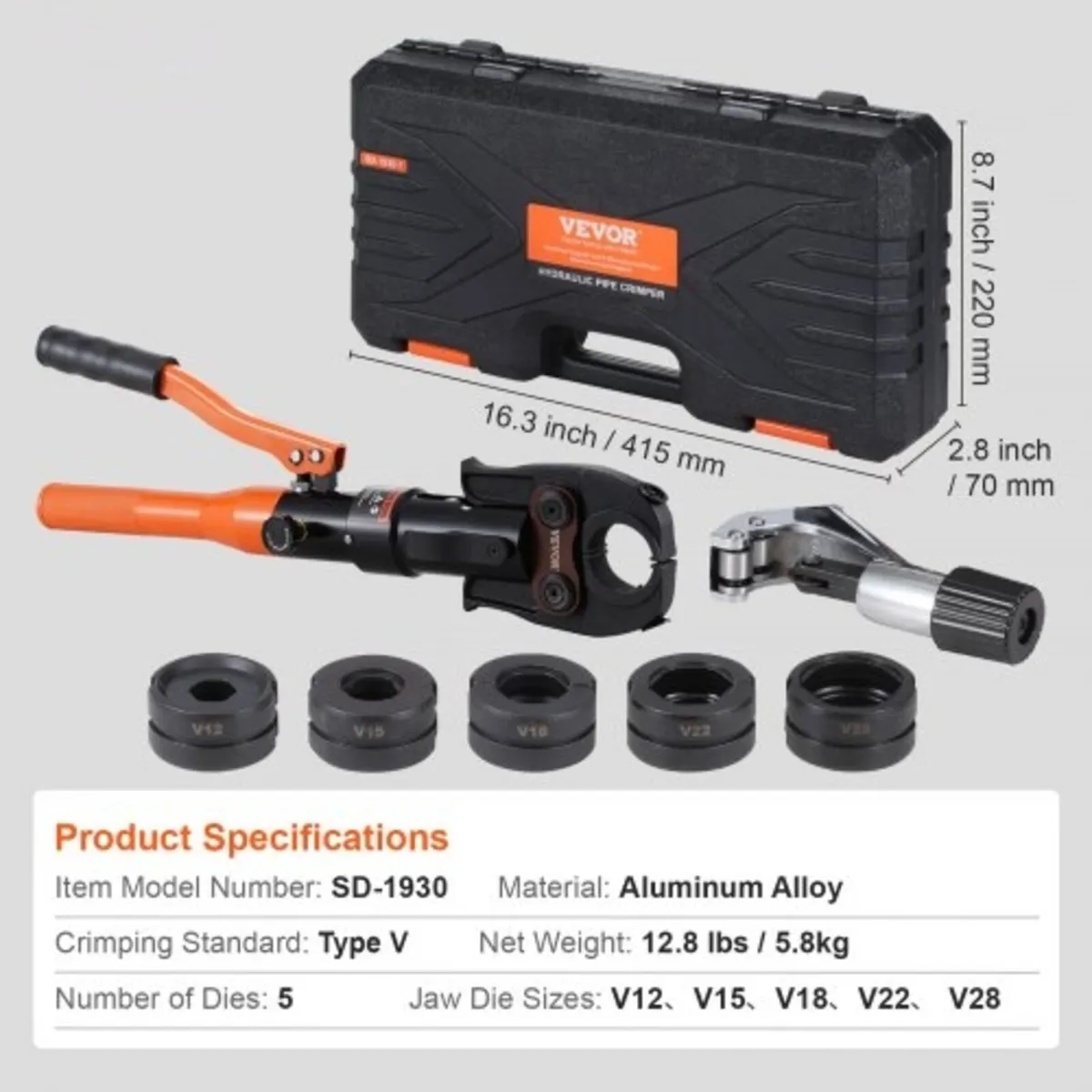 Copper Tube Fittings Hydraulic Pipe Crimping Tool, - Image 4