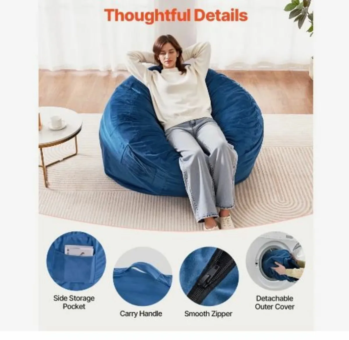 Bean Bag Chair, Round BeanBag Chair - Image 3