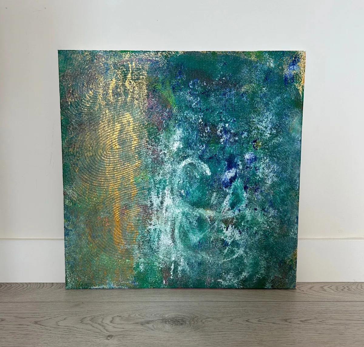 Original abstract teal painting - Image 1