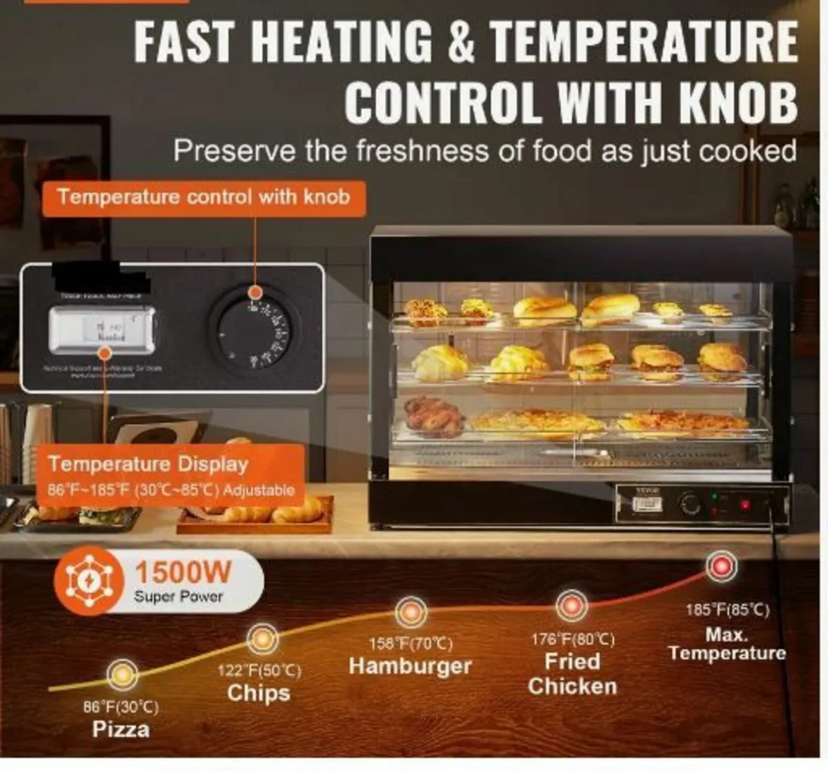 3-Tier Commercial Food Warmer Display, 1500W - Image 3