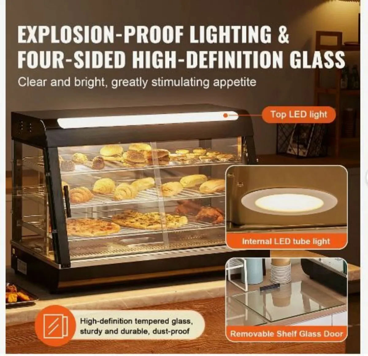 3-Tier Commercial Food Warmer Display, 1500W - Image 4