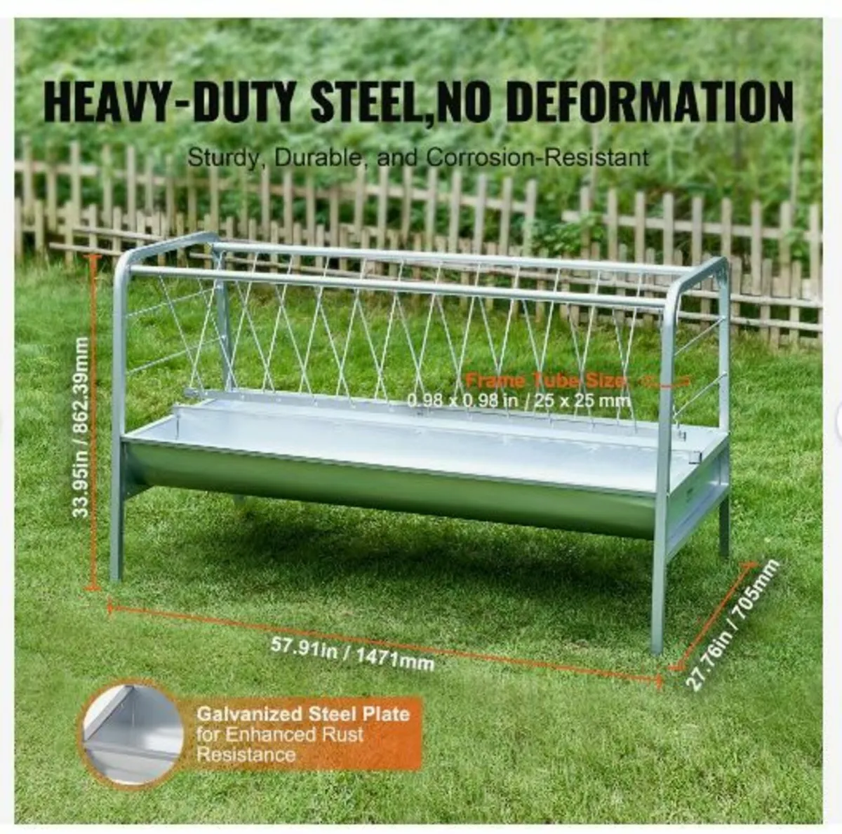 Livestock Hay Feeder, 2 in 1 Grain & Hay Feede - Image 4