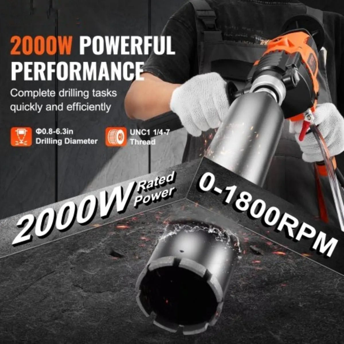 Core Drill Machine 2.03-16 cm Dia 2000W Handheld C - Image 2