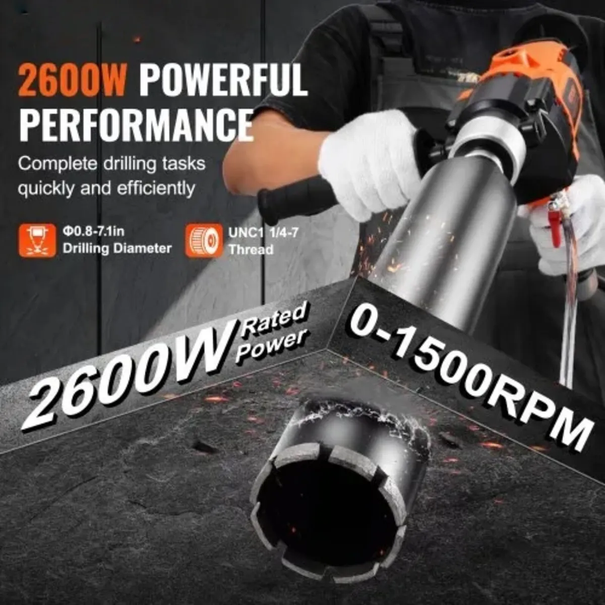 Core Drill Machine 2.03-18 cm Dia 2600W Handheld C - Image 2