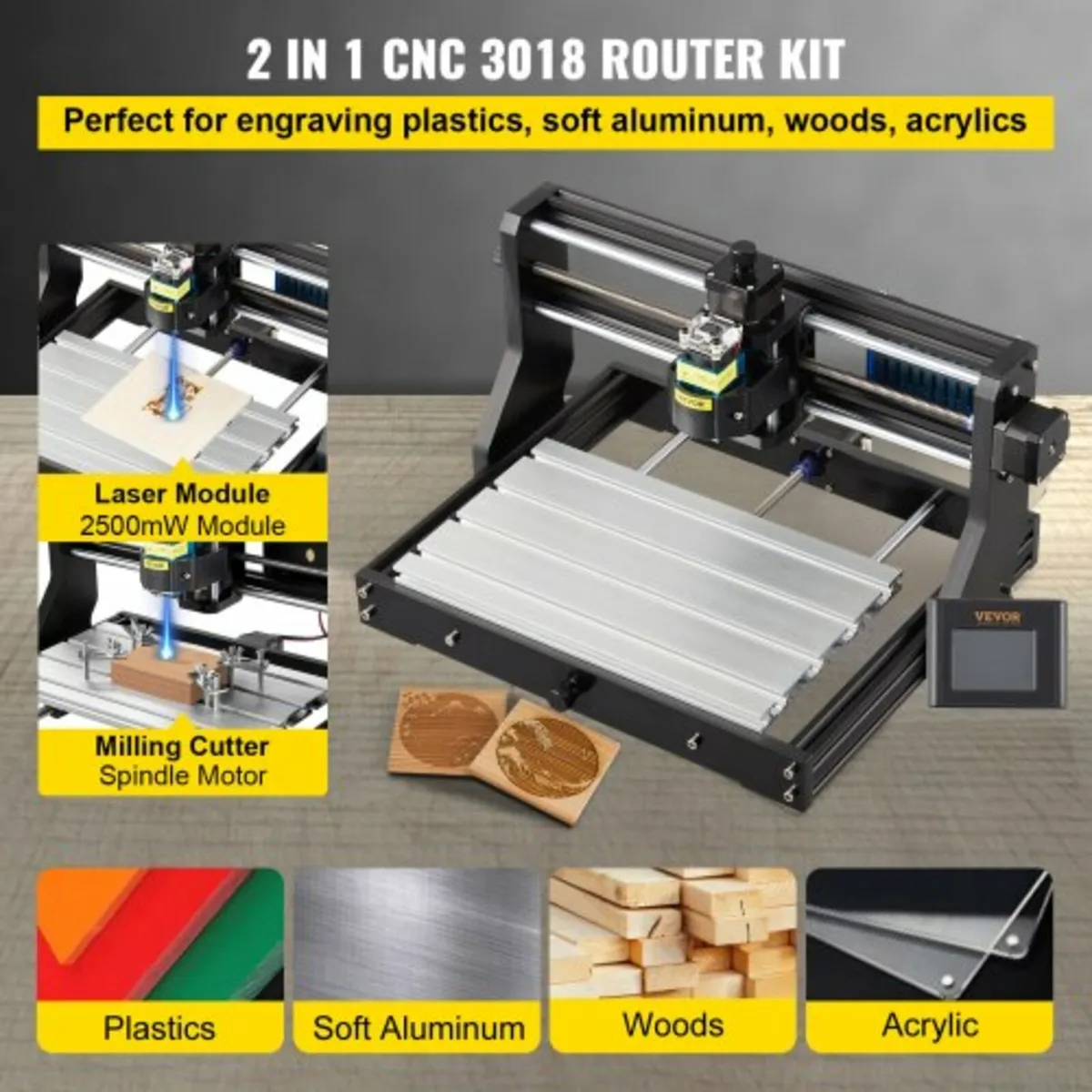 CNC 3018 Pro 2500MW 300×180×40mm Cnc Machine GRBL - Image 2