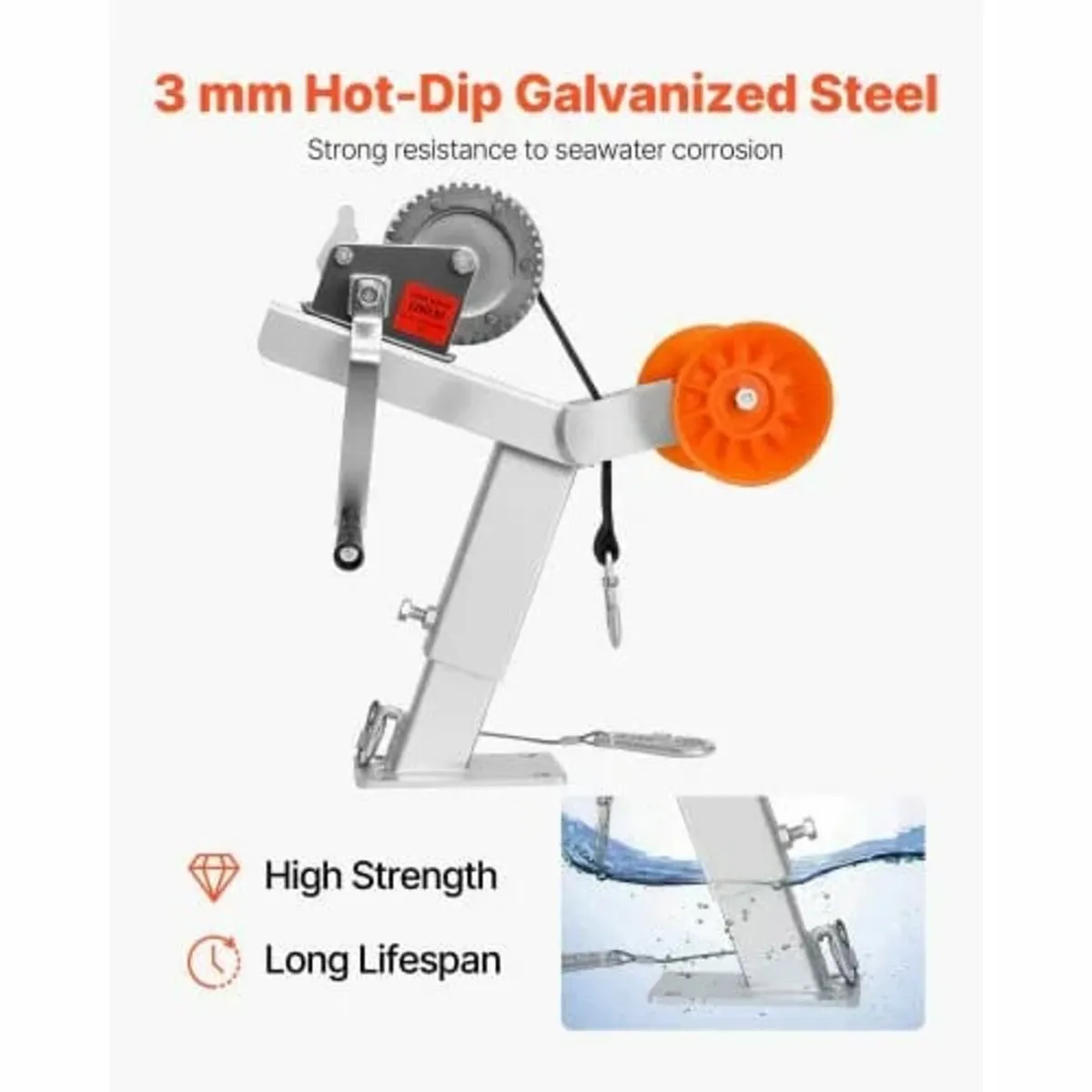 Boat Trailer Winch Stand with Roller, 544 kg Winch - Image 3