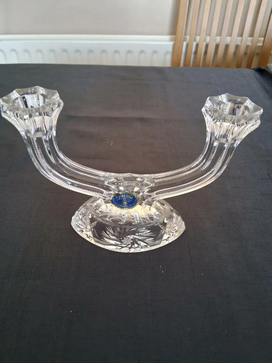 Bohemia Crystal 2 End Candle Stick Holder - Image 1
