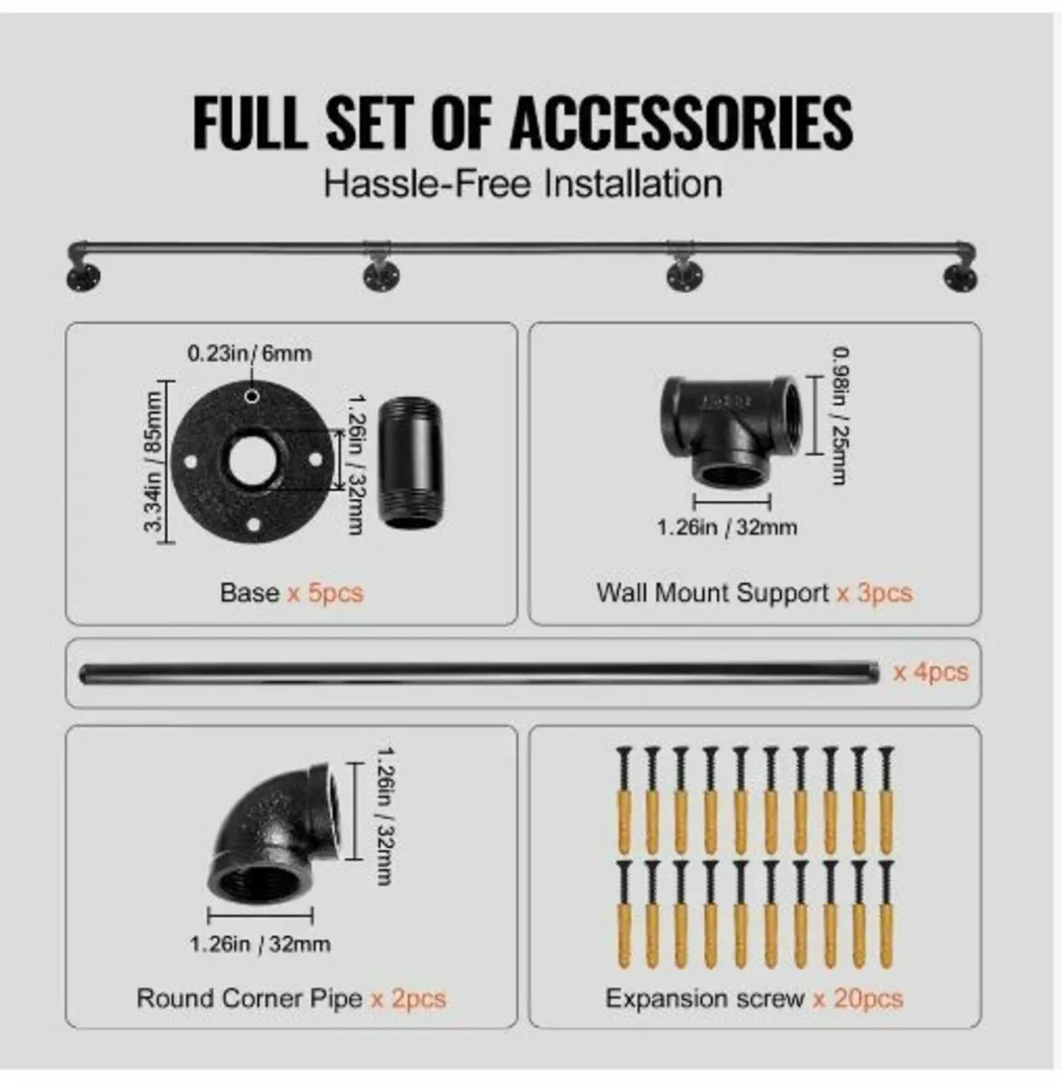 Pipe Stair Handrail, 396.2 cm Staircase Handrail - Image 2