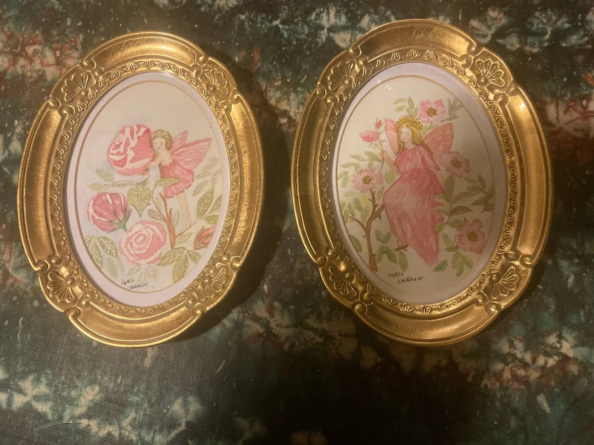 Pair watercolour paintings framed free postage - Image 1