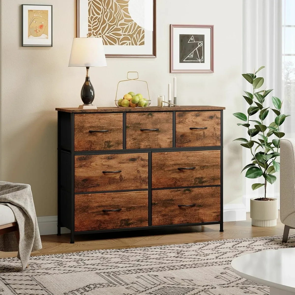 Chest of Drawers for Bedroom with 7 Wide Storage - Image 4