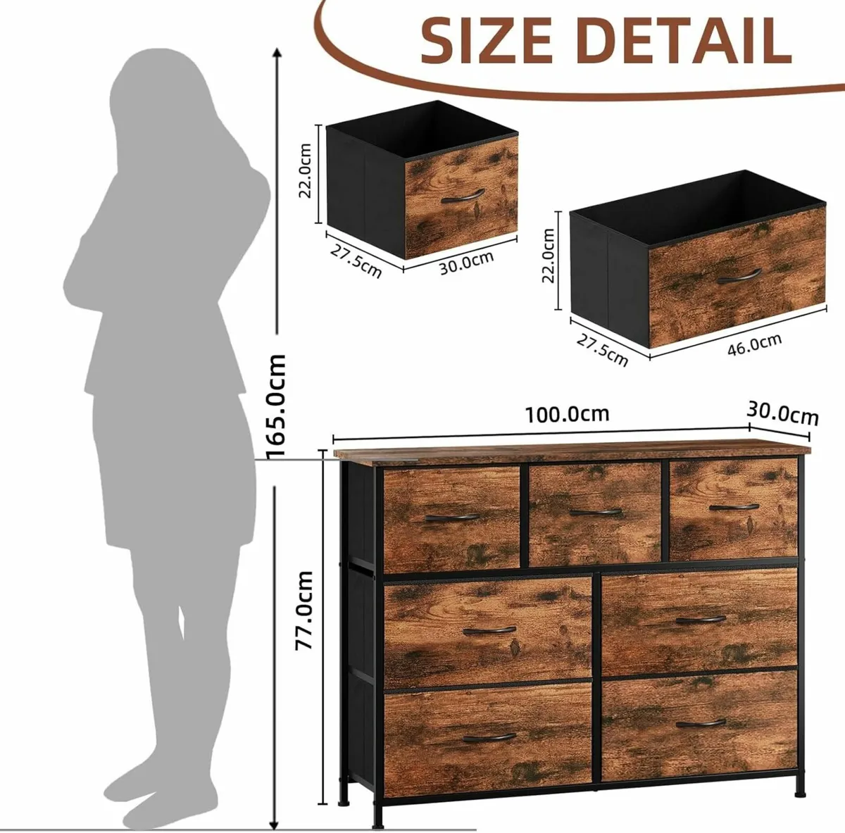 Chest of Drawers for Bedroom with 7 Wide Storage - Image 3
