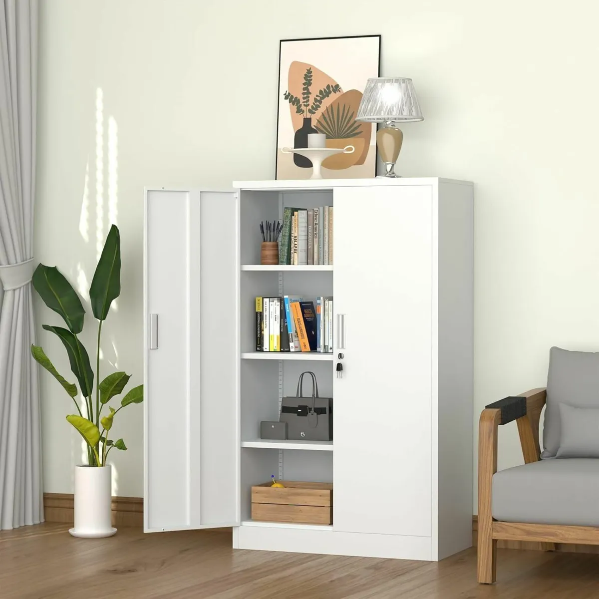 Metal Storage Cupboard with Locking Doors and 3 - Image 4