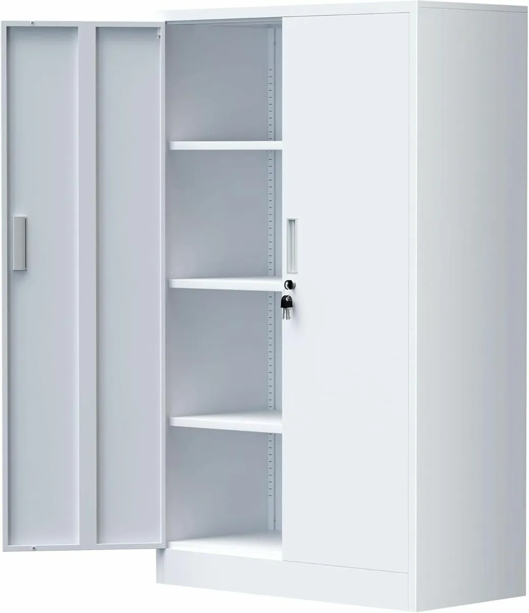 Metal Storage Cupboard with Locking Doors and 3 - Image 1