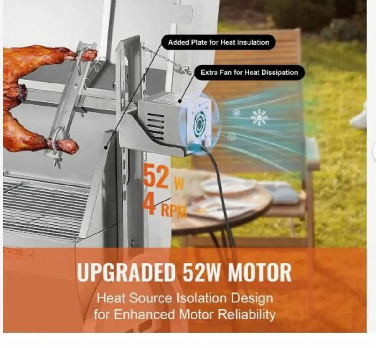 Roaster Spit Rotisserie BBQ Grill Pig Lamb - Image 2