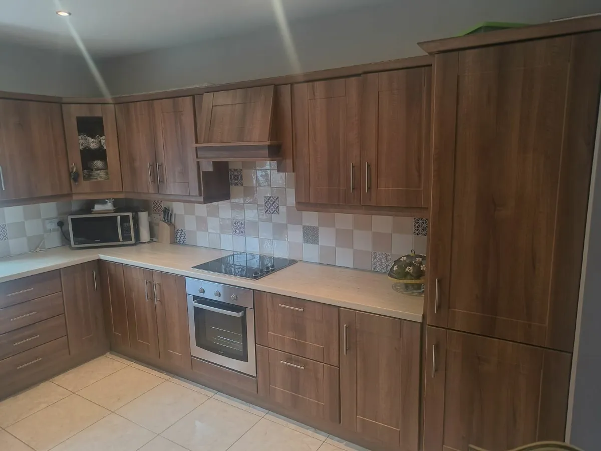 Walnut effect fitted kitchen & appliances - Image 2