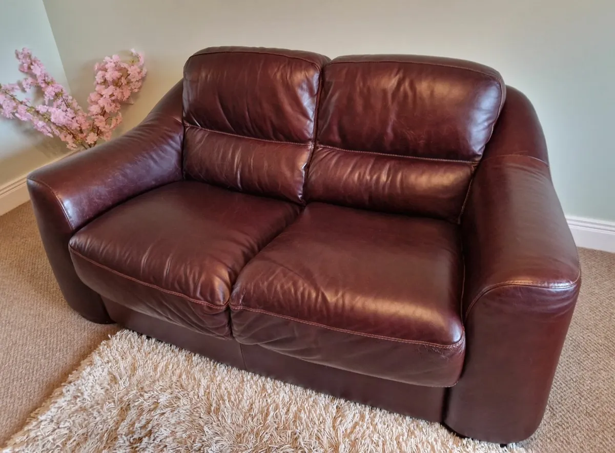 Italian Brown Leather Sofa - Image 3