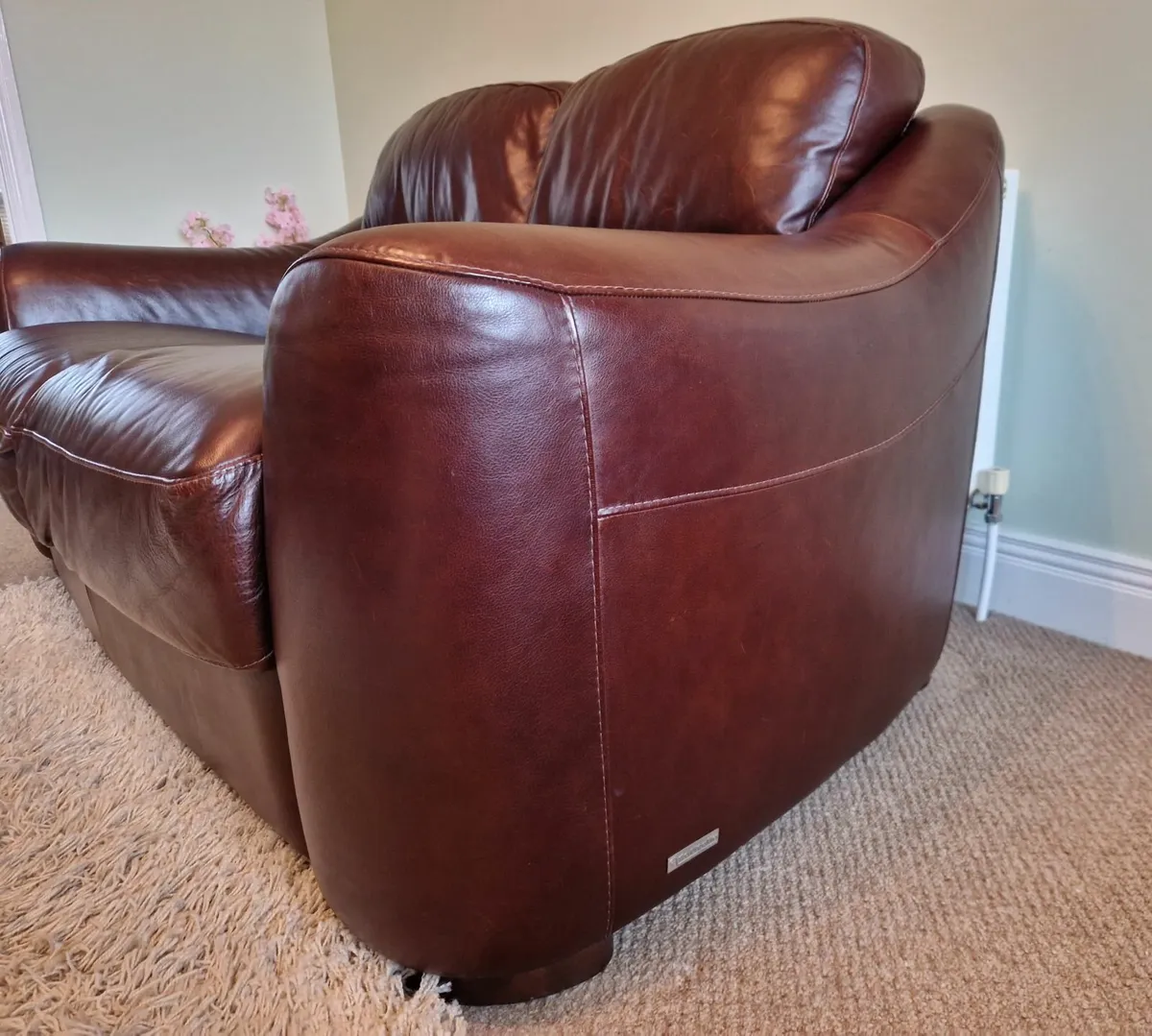 Italian Brown Leather Sofa - Image 2