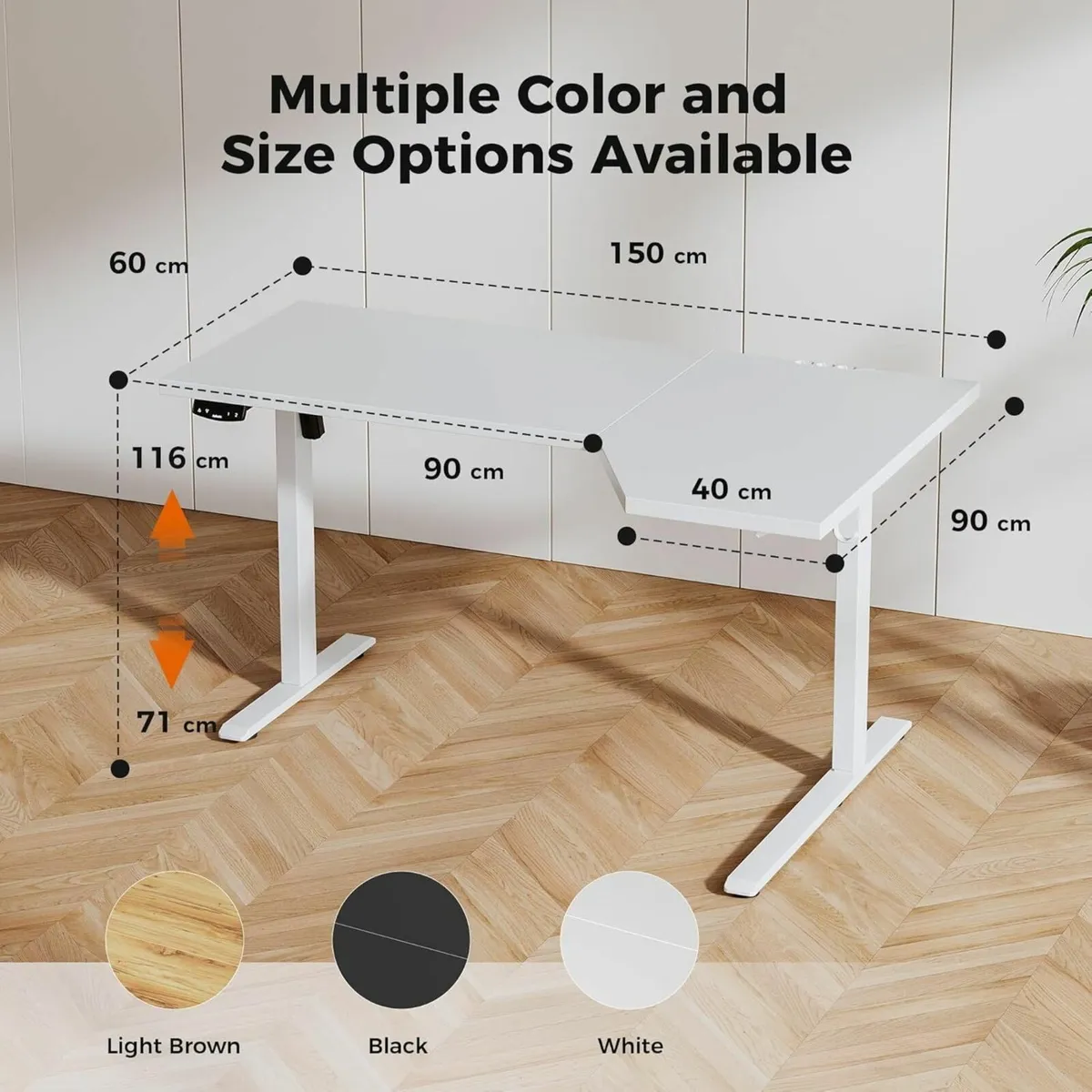 L-Shaped Electric Standing Desk 150cm Height - Image 2