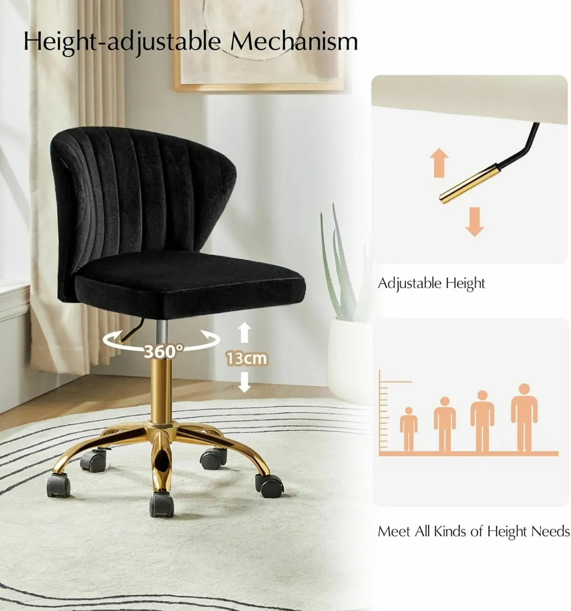 Swivel Office Chair Desk Chairs Velvet Comfy - Image 3