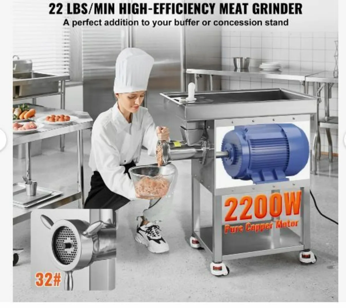 Meat Grinder, 22 Lbs/Min Capacity - Image 4