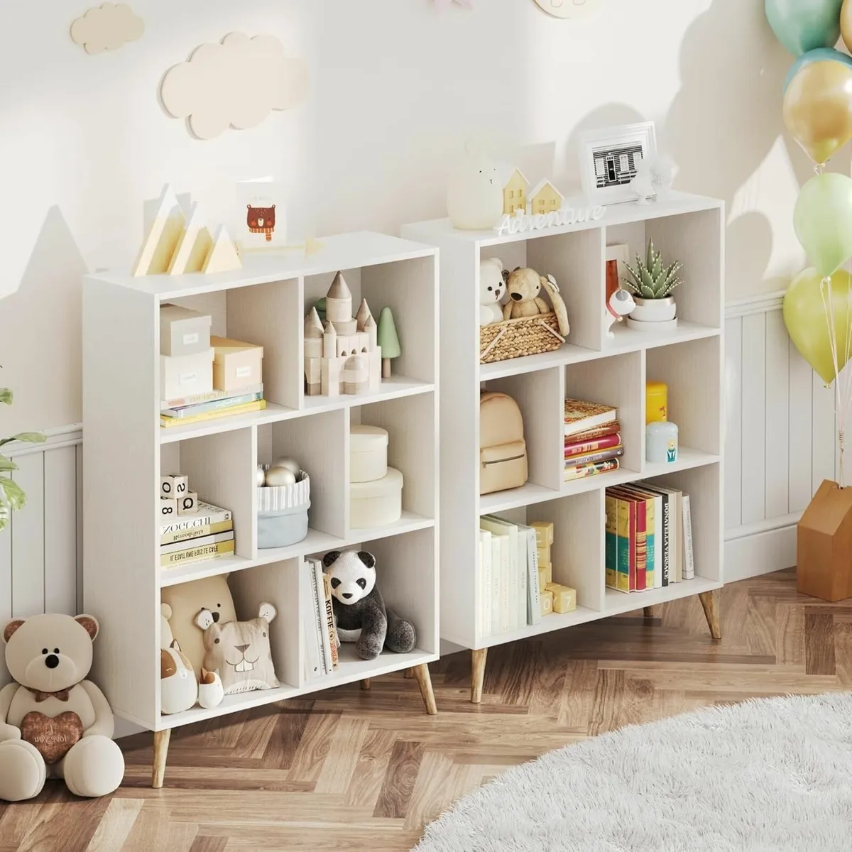 7 Cube Bookshelf 3 Tier Modern White Bookcase - Image 3