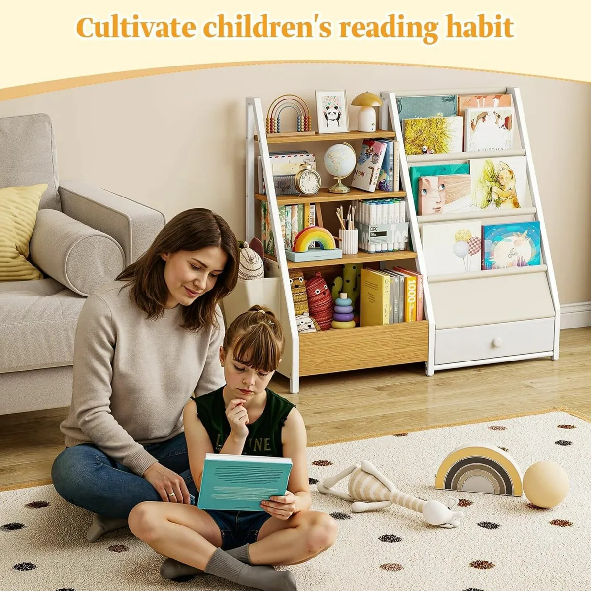 Kids Bookshelf and Toy Storage 4-Tier Wooden 3 - Image 4