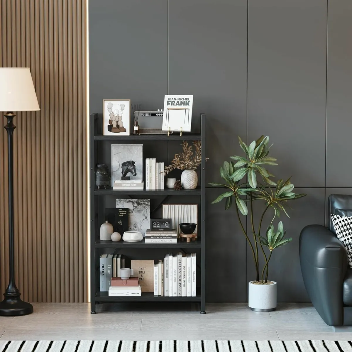 Industrial Bookshelf 4-Tier 24inch Shelving Unit - Image 3