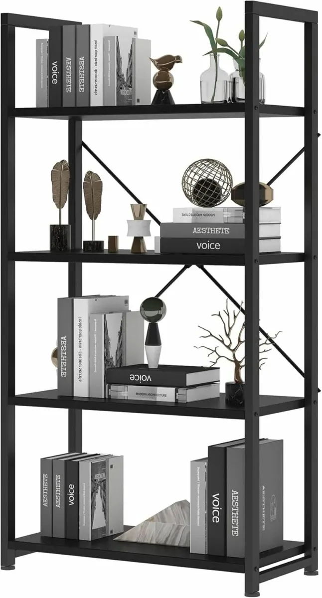 Industrial Bookshelf 4-Tier 24inch Shelving Unit - Image 4