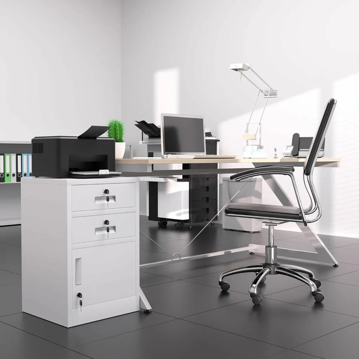 Metal Storage Cabinet with Locking Door and 2 - Image 2