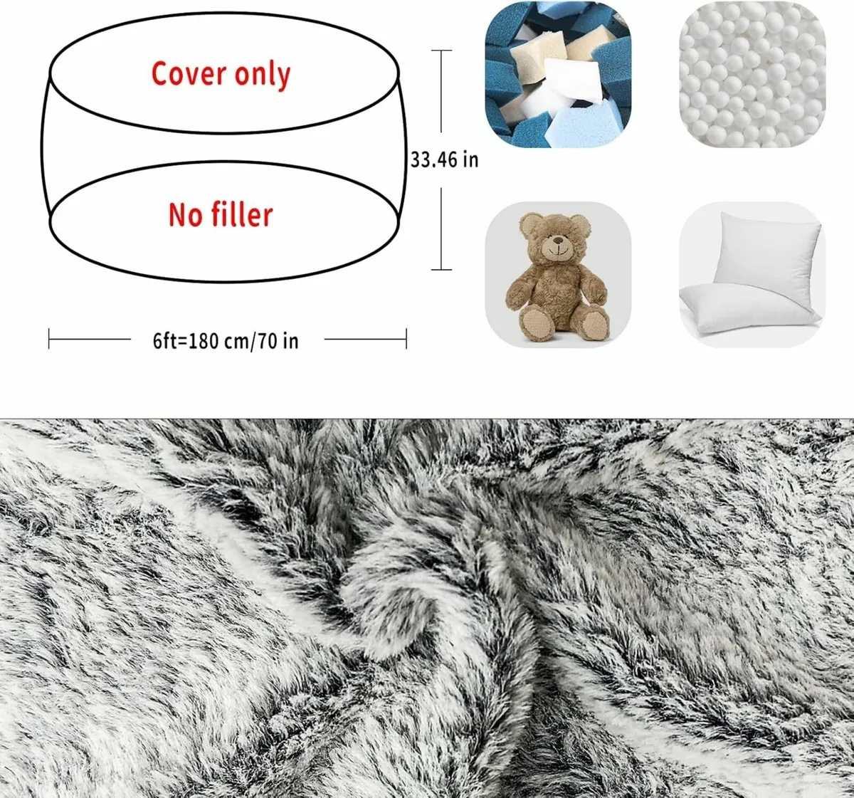 Bean Bag Chair Cover Without Filler Big Round - Image 2