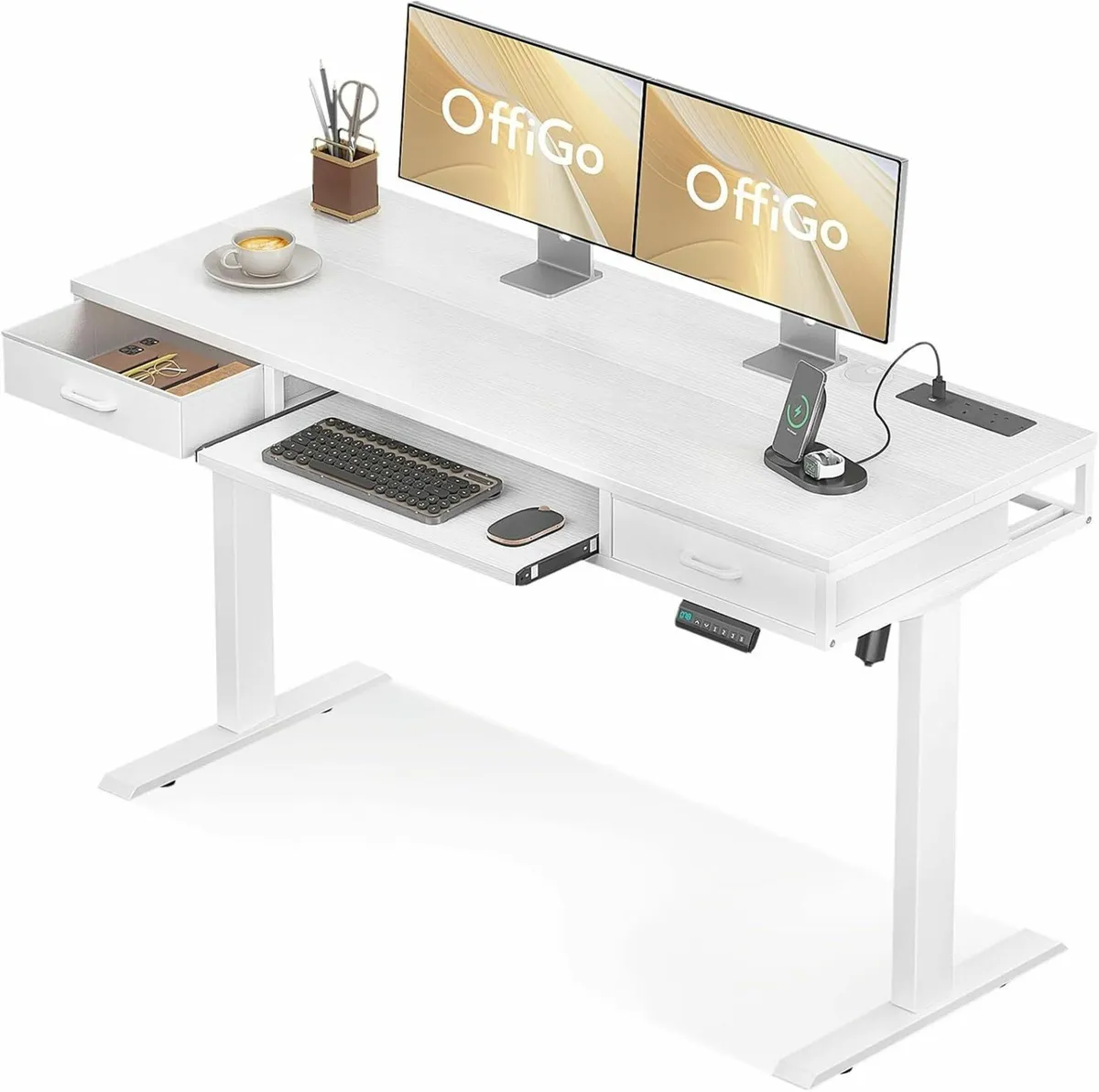Height Adjustable Desk with Double Drawers 120 cm - Image 1