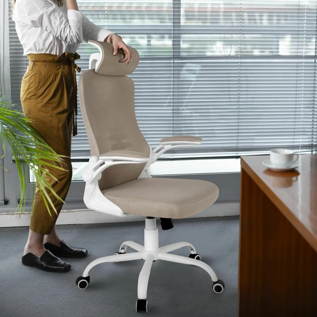 Ergonomic Office Chair Computer Desk with High - Image 2