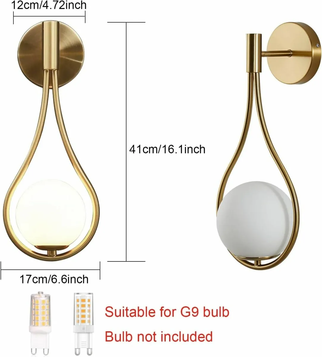 Wall Sconces with Milky Glass Globe and Brushed - Image 3