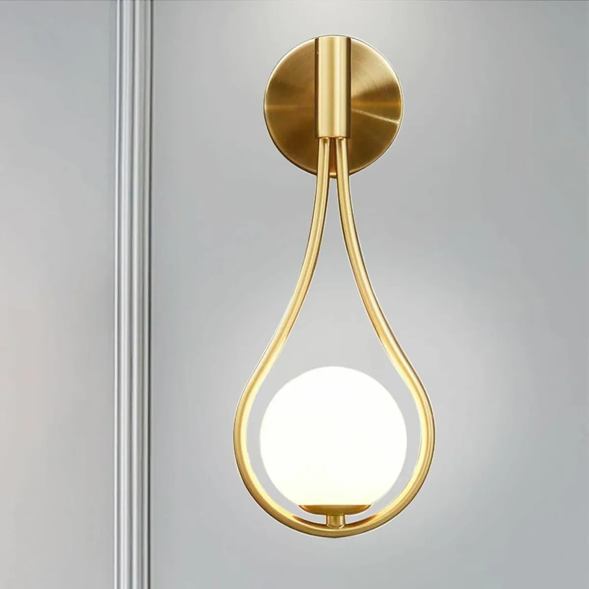 Wall Sconces with Milky Glass Globe and Brushed - Image 1