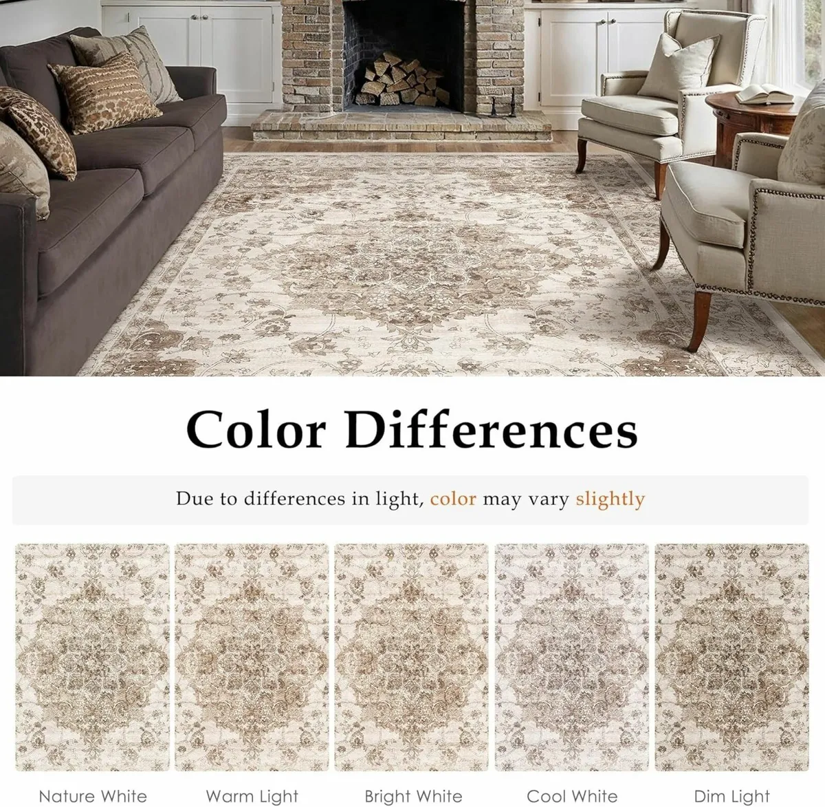 Brown Living Room Area Rug 240x300cm Machine - Image 2