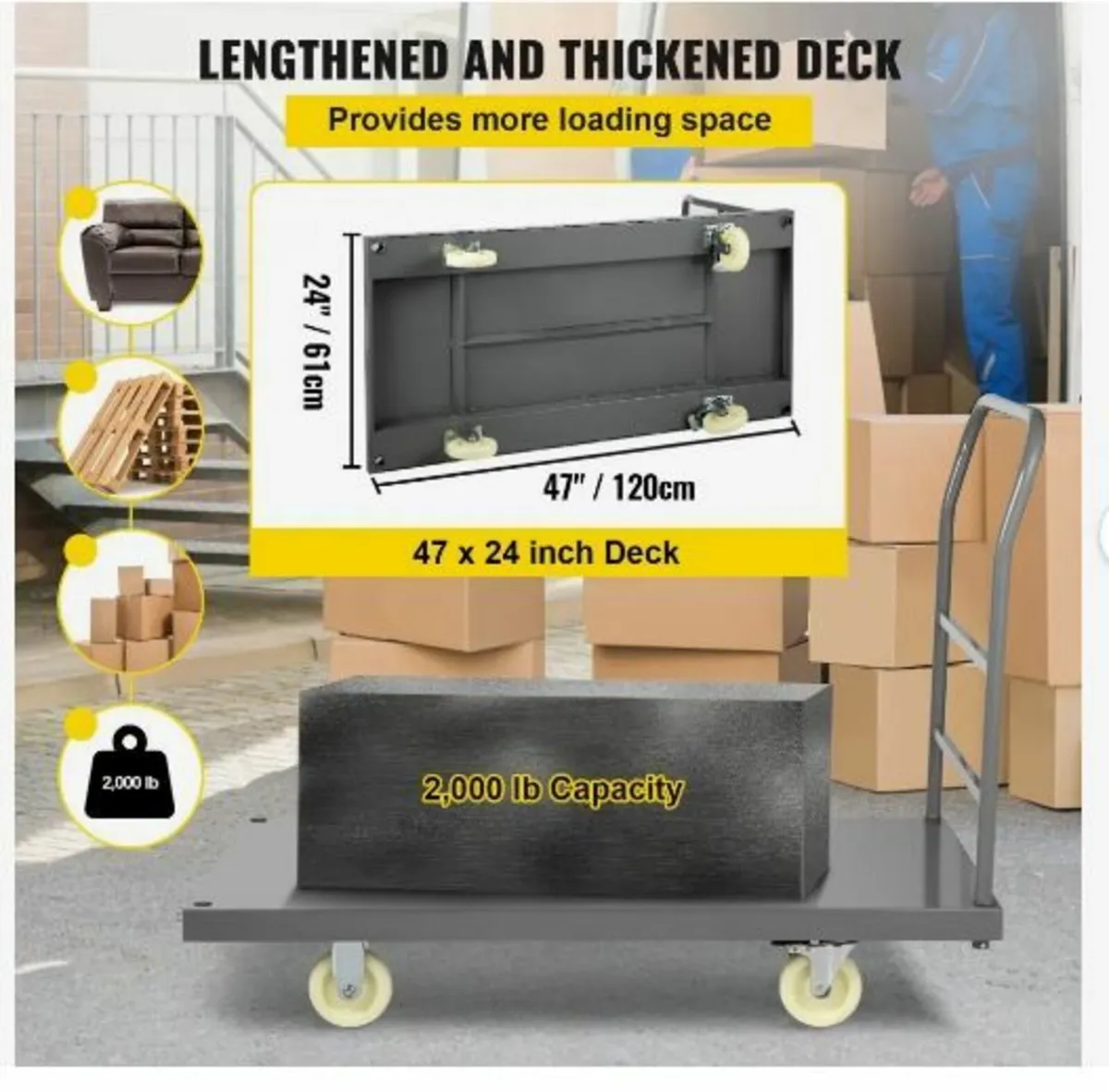 Platform Truck, 907.2 kg Capacity Steel - Image 4