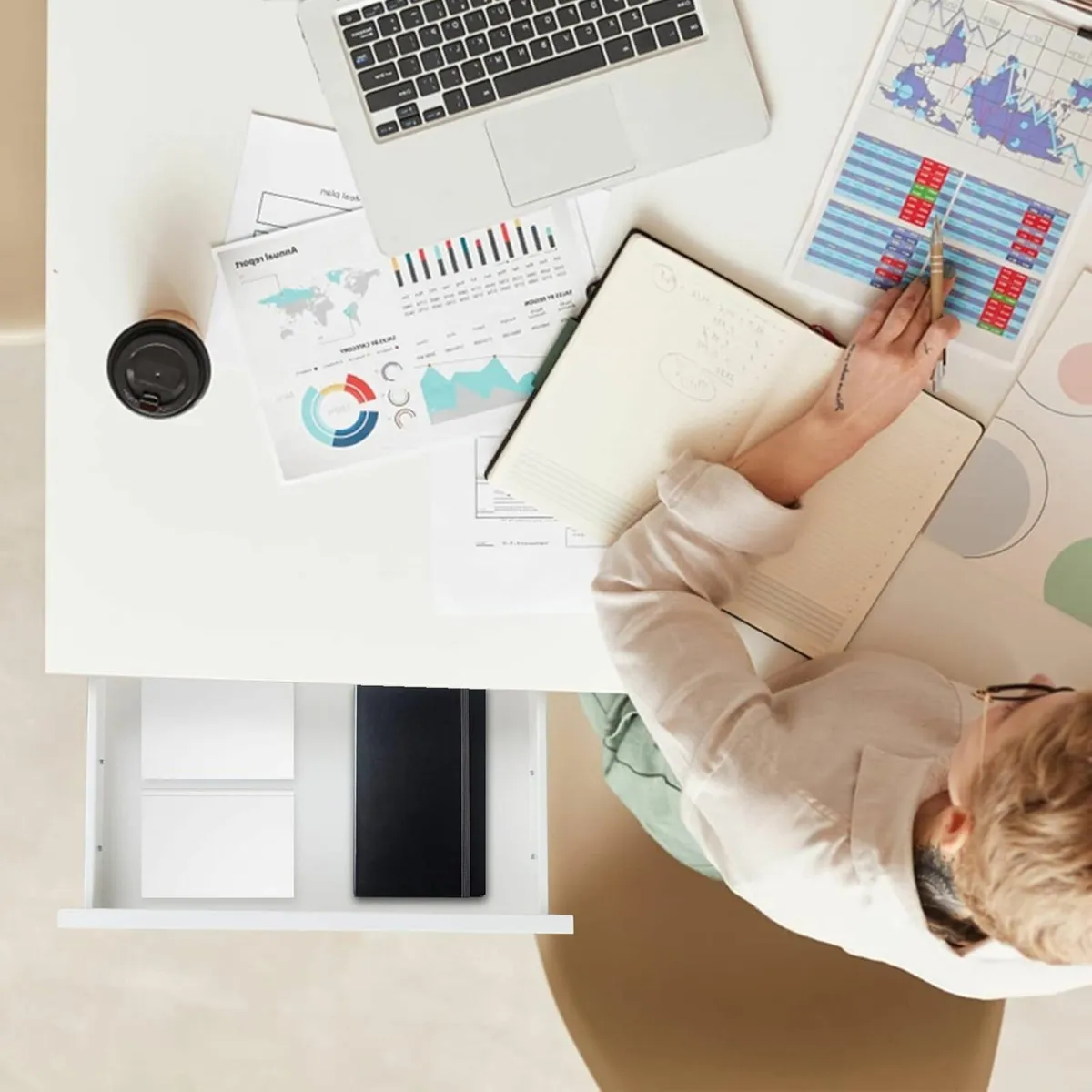 Large Under Desk Drawer Metal White Pull-out - Image 2
