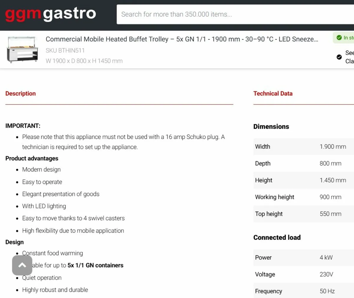 Commercial Mobile Heated Buffet Trolley – 5x GN 1/ - Image 4