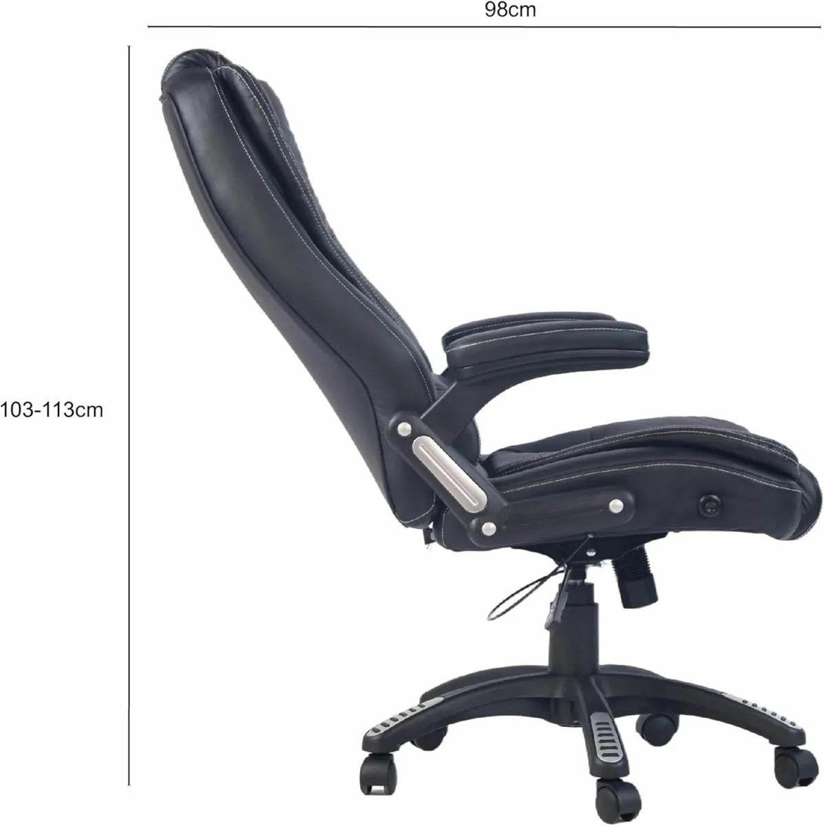 Black Luxury Faux Leather High Back Reclining - Image 4