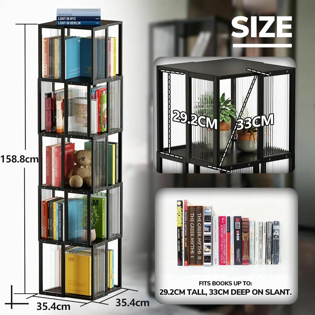 Rotating Bookshelf Tower 5 Tier，360degreesStorage - Image 3