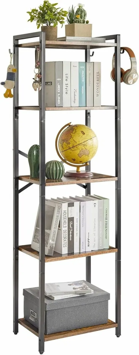 Bookshelf 5 Tier Storage Rack Plant with Steel - Image 3