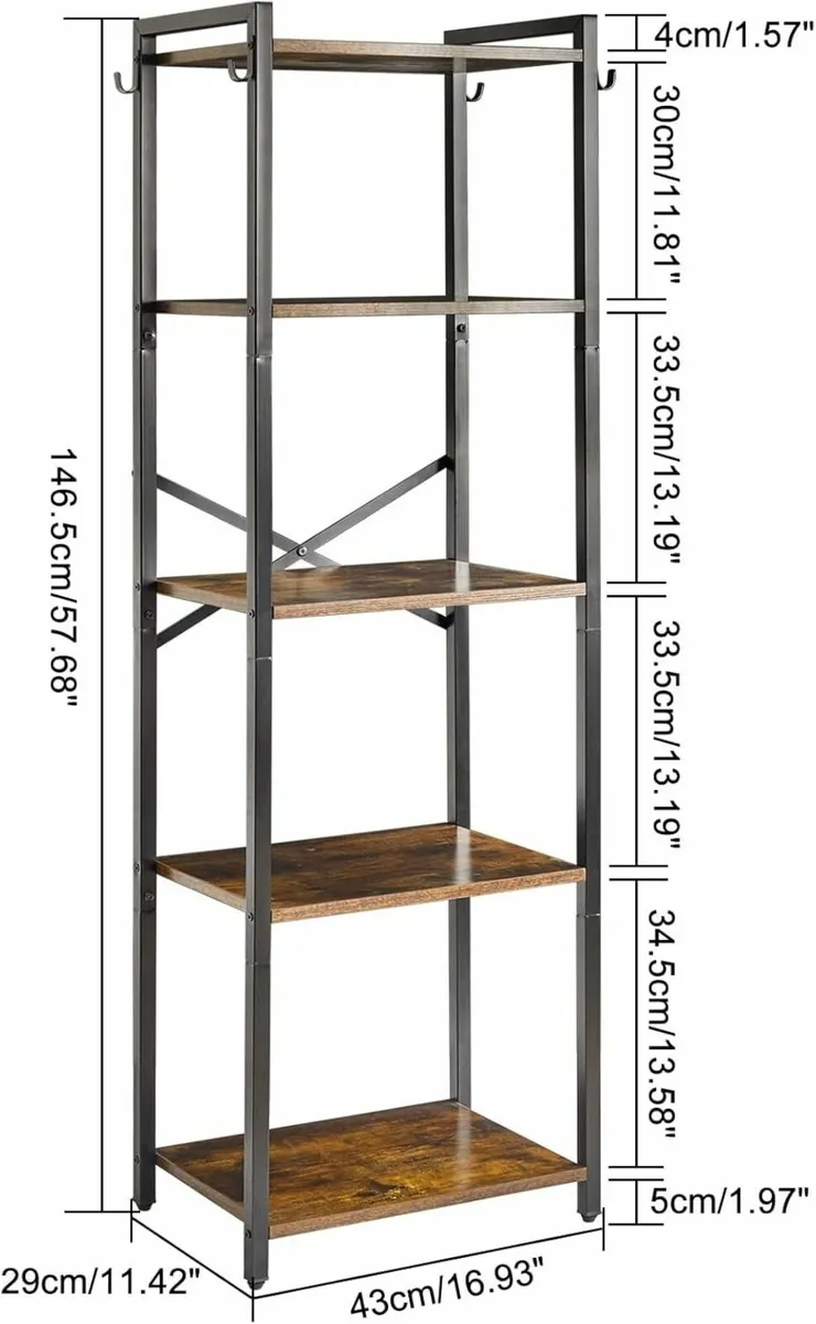 Bookshelf 5 Tier Storage Rack Plant with Steel - Image 2