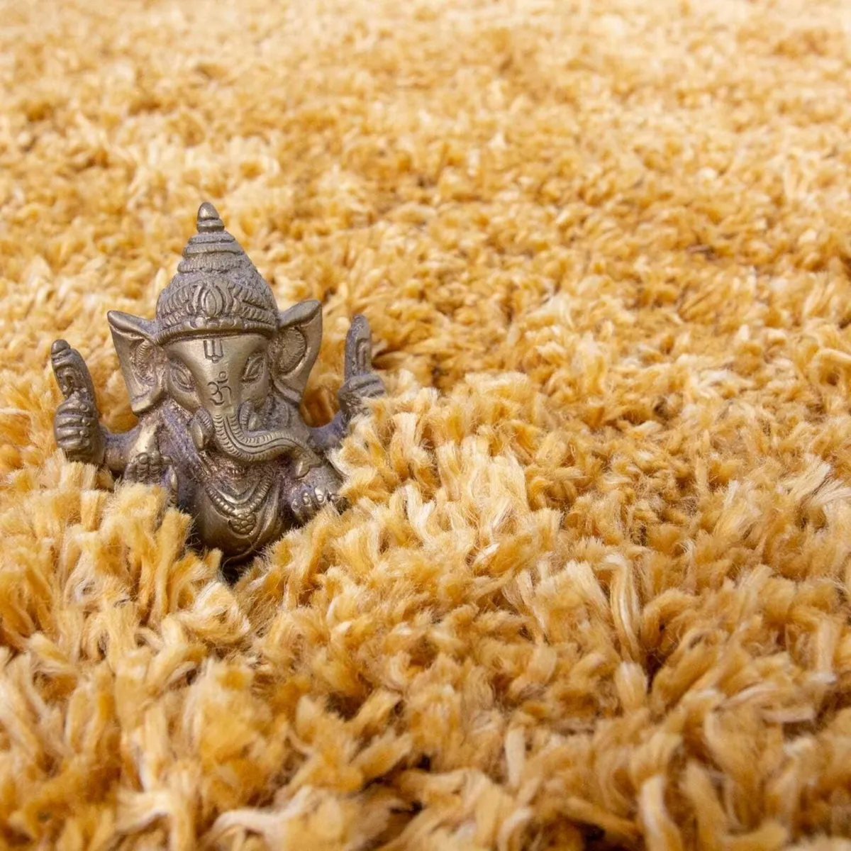 Ochre Fluffy Shaggy Shag Rug Affordable Yellow - Image 4