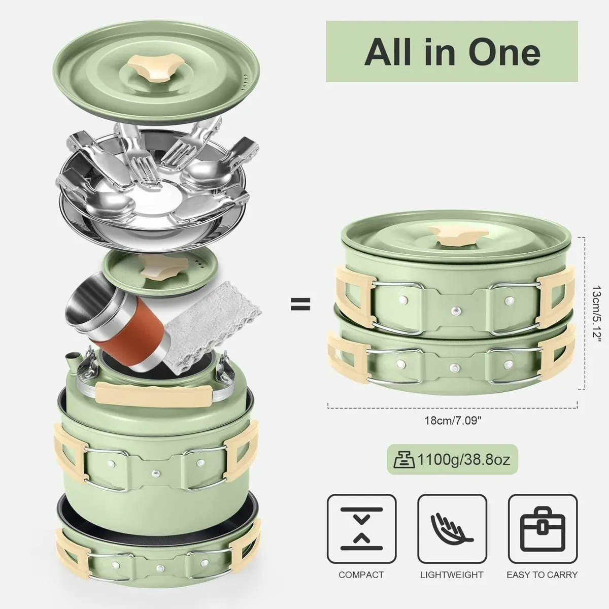 Camping Cookware Set Non-Stick Pot and Pan with - Image 3