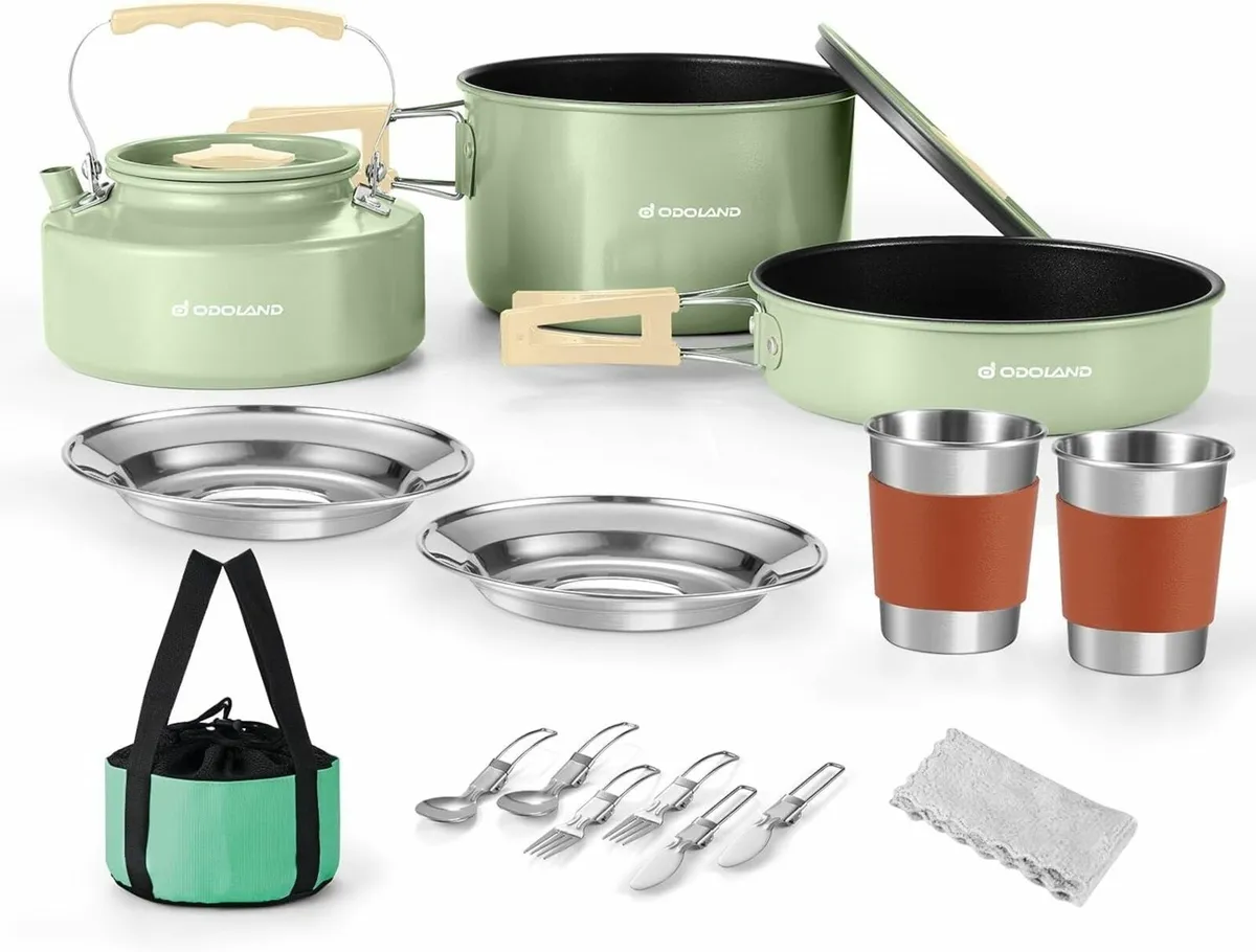 Camping Cookware Set Non-Stick Pot and Pan with - Image 1